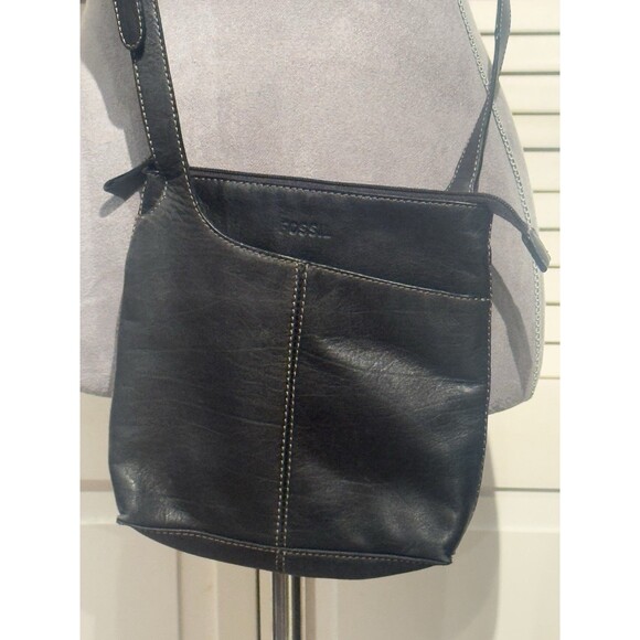 Fossil Jolie Black Soft Leather Crossbody Bag Adjustable Shoulder Strap - Picture 3 of 14